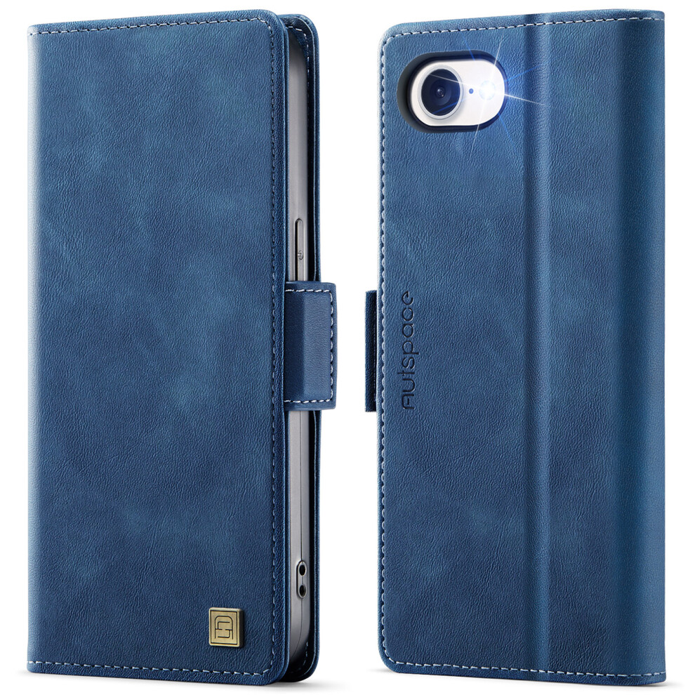 (Iphone 16E, ) For Iphone 16E Case Autspace A11 Rfid Blocking Retro Leather Cell Phone Wallet Cover Blue 6914284342654