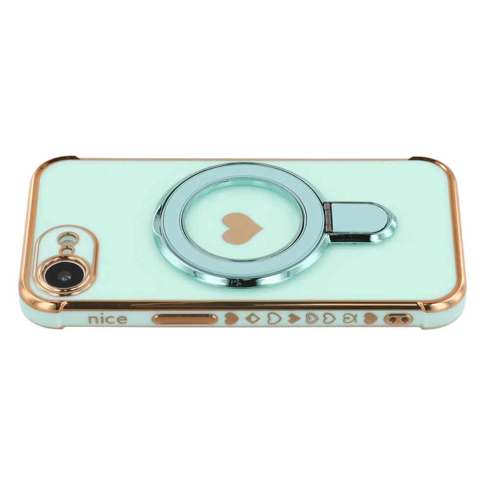 (Iphone 16E, Mint ) For Iphone 16E Case Kickstand Electroplating Love Printing Tpu Back Cover Green 6914284277512