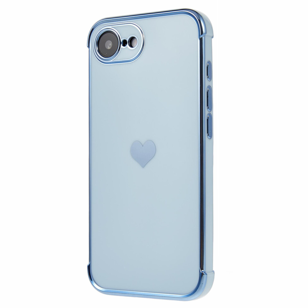 (Iphone 16E, ) For Iphone 16E Case Tpu Phone Back Cover Electroplating Heart Pattern Blue 6914284224714