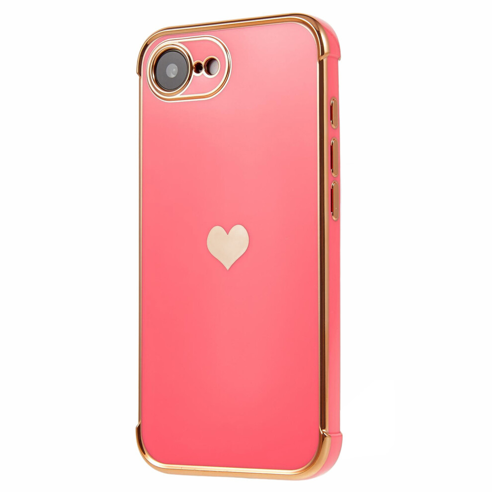 (Iphone 16E, Rose) For Iphone 16E Case Tpu Phone Back Cover Electroplating Heart Pattern 6914282386636