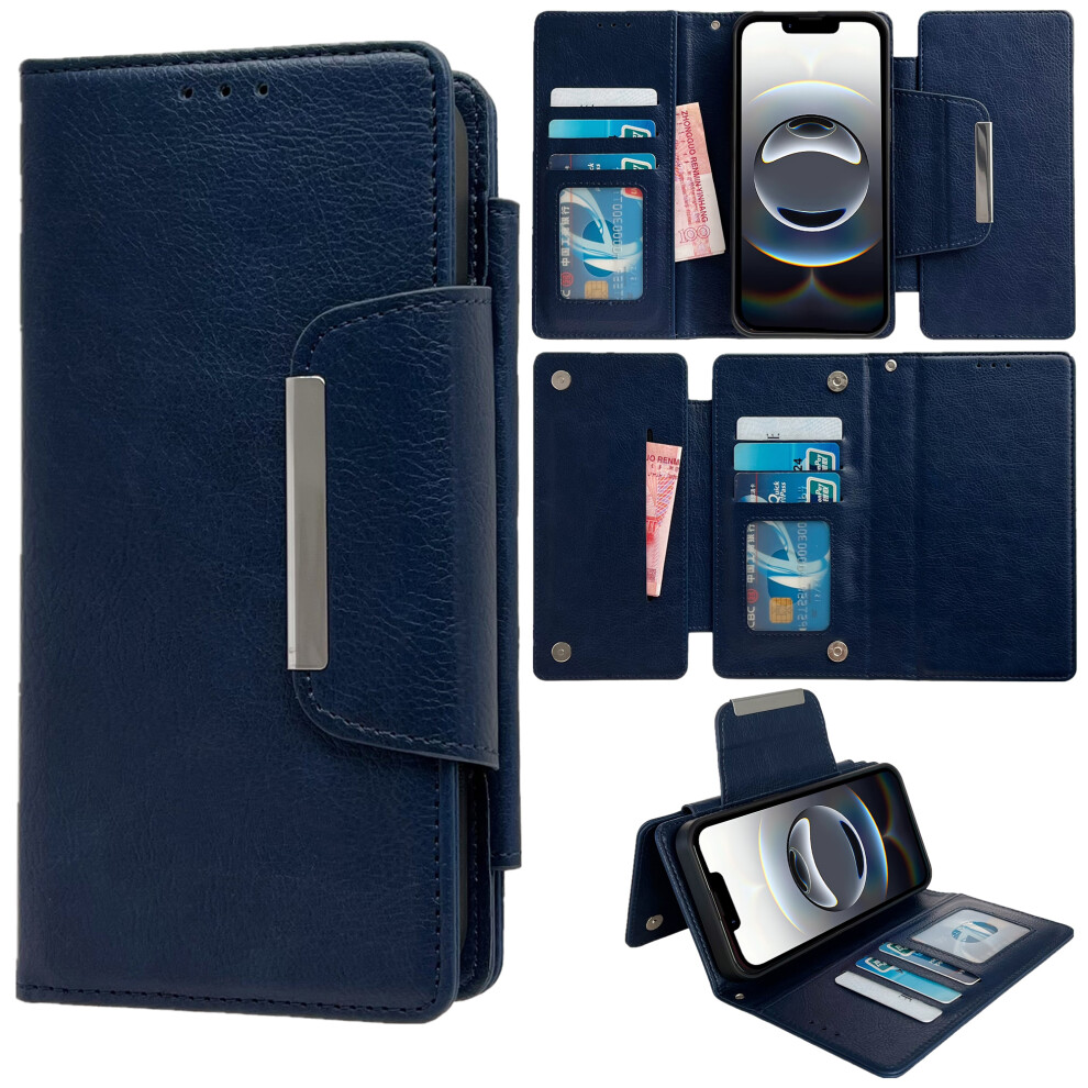 (Iphone 16E, Sapphire) For Iphone 16E Case Detachable 2-In-1 Magnetic Closure Pu Leather Wallet Phone Case Blue 6914282036913