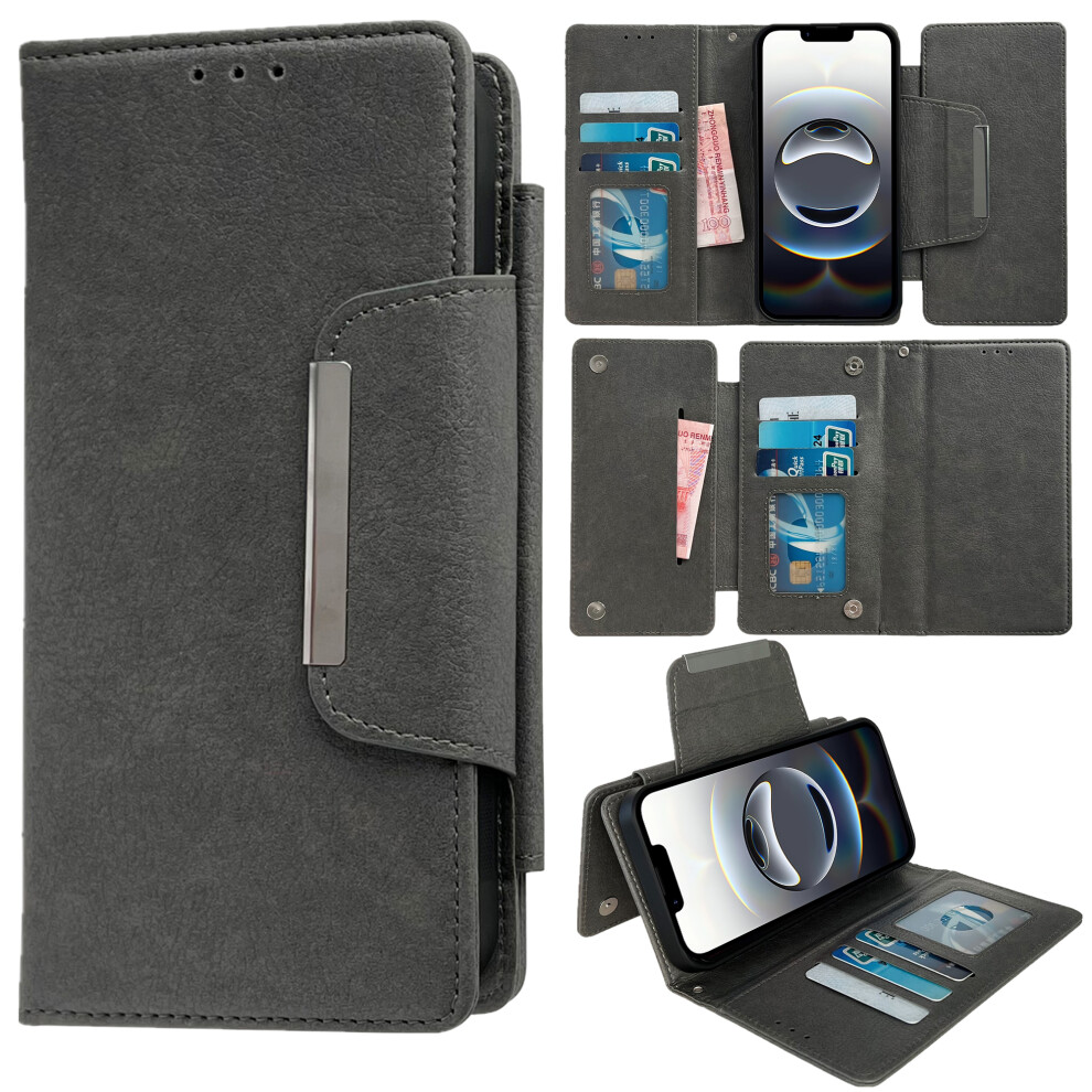 (Iphone 16E, ) For Iphone 16E Case Detachable 2-In-1 Magnetic Closure Pu Leather Wallet Phone Case Grey 6914285624964