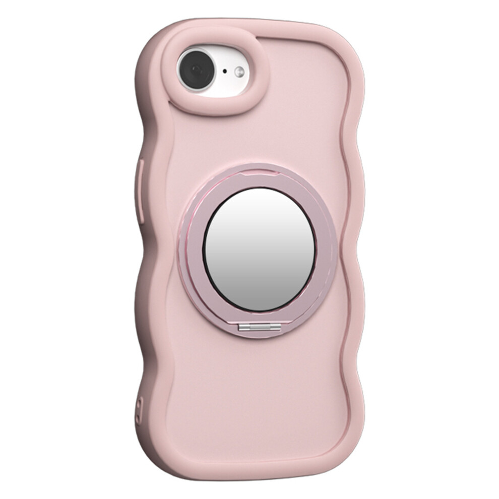 (Iphone 16E, ) For Iphone 16E Case Magnetic Case Wave Edge Tpu+Acrylic Phone Cover With Mirror Kickstand Pink 6914283051458