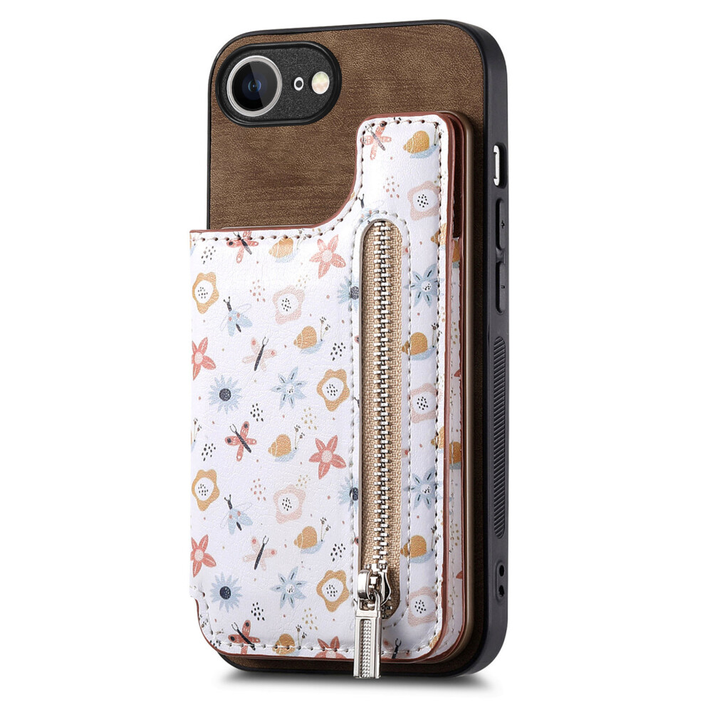 (Iphone 16E, ) For Iphone 16E Leather Phone Cover With Rfid Blocking Zipper Card Bag Kickstand Brown 6914286224804