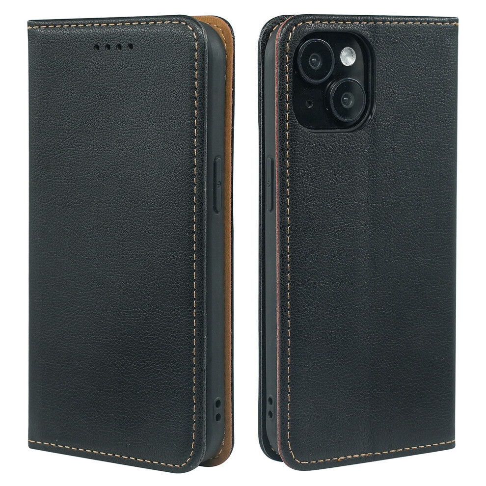 (iPhone 15, Black) For iPhone 15 Case Wallet RFID Blocking Leather Phone Cover Strong Magnetic Closure