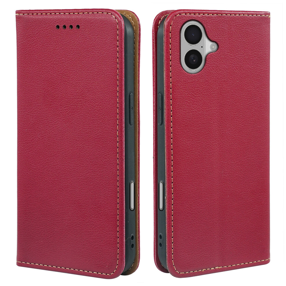 (Iphone 16, ) For Iphone 16 Case Wallet Rfid Blocking Leather Phone Cover Strong Magnetic Closure Red 6914283770618