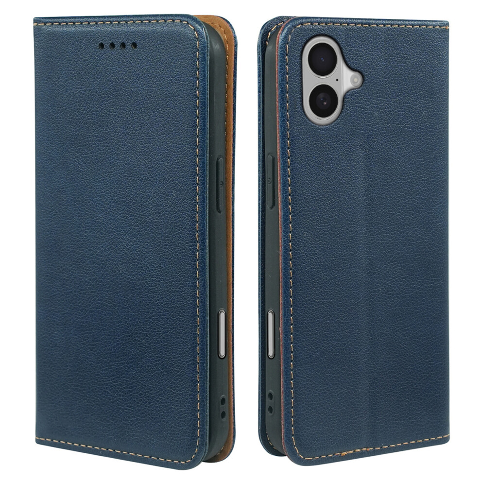 (Iphone 16, ) For Iphone 16 Case Wallet Rfid Blocking Leather Phone Cover Strong Magnetic Closure Blue 6914280182568