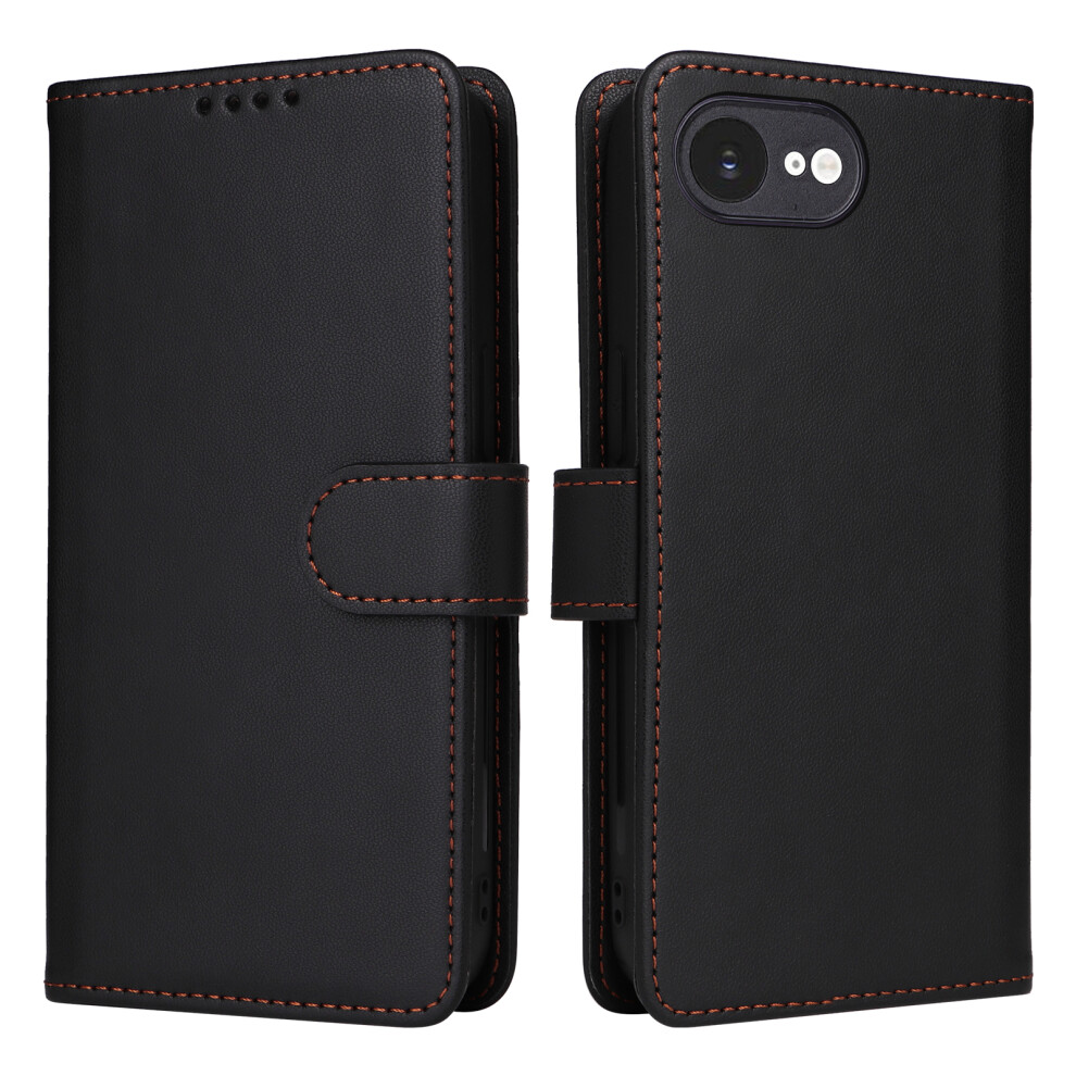(Iphone 16E, ) For Iphone 16E Magnetic Case Betopnice Detachable Pu Leather Phone Cover With Strap Black 6914284401771