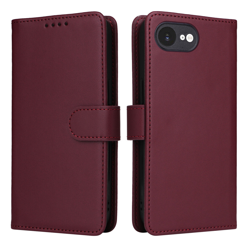 (Iphone 16E, ) For Iphone 16E Magnetic Case Betopnice Detachable Pu Leather Phone Cover With Strap Red 6914282563693
