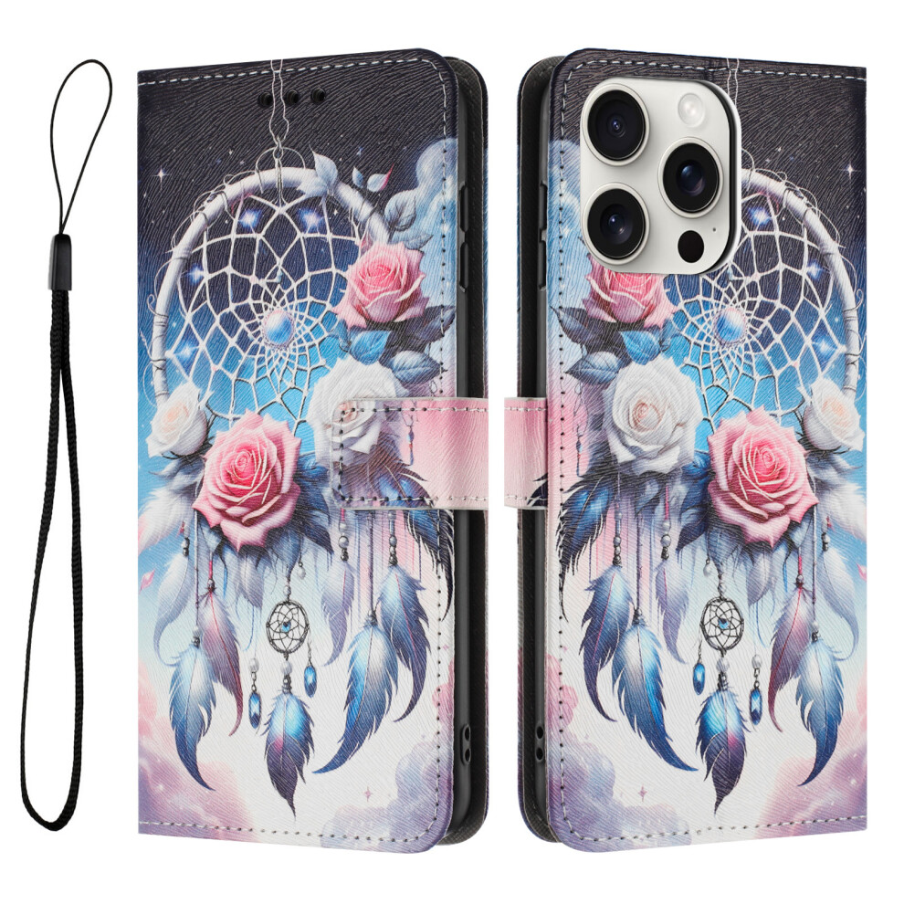 (Iphone 14 Pro, Flower Wind Chime) Yx-2501 For Iphone 14 Pro Case Pattern Printing Pu Leather Wallet Phone Cover With Lanyard 6914281031599