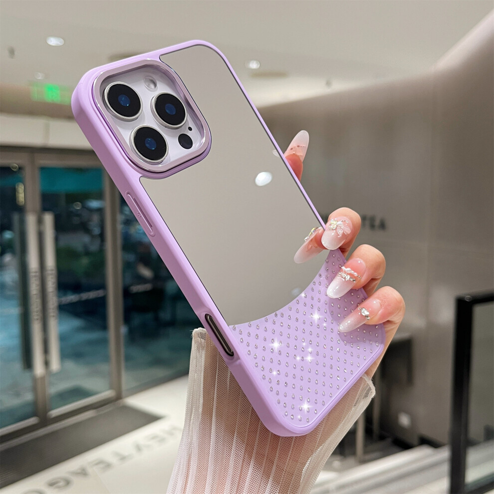 (Iphone 16 Pro Max, ) For Iphone 16 Pro Max Case Mirror Surface Tpu+Pc Shockproof Phone With Metal Lens Frame Purple 6914288884617