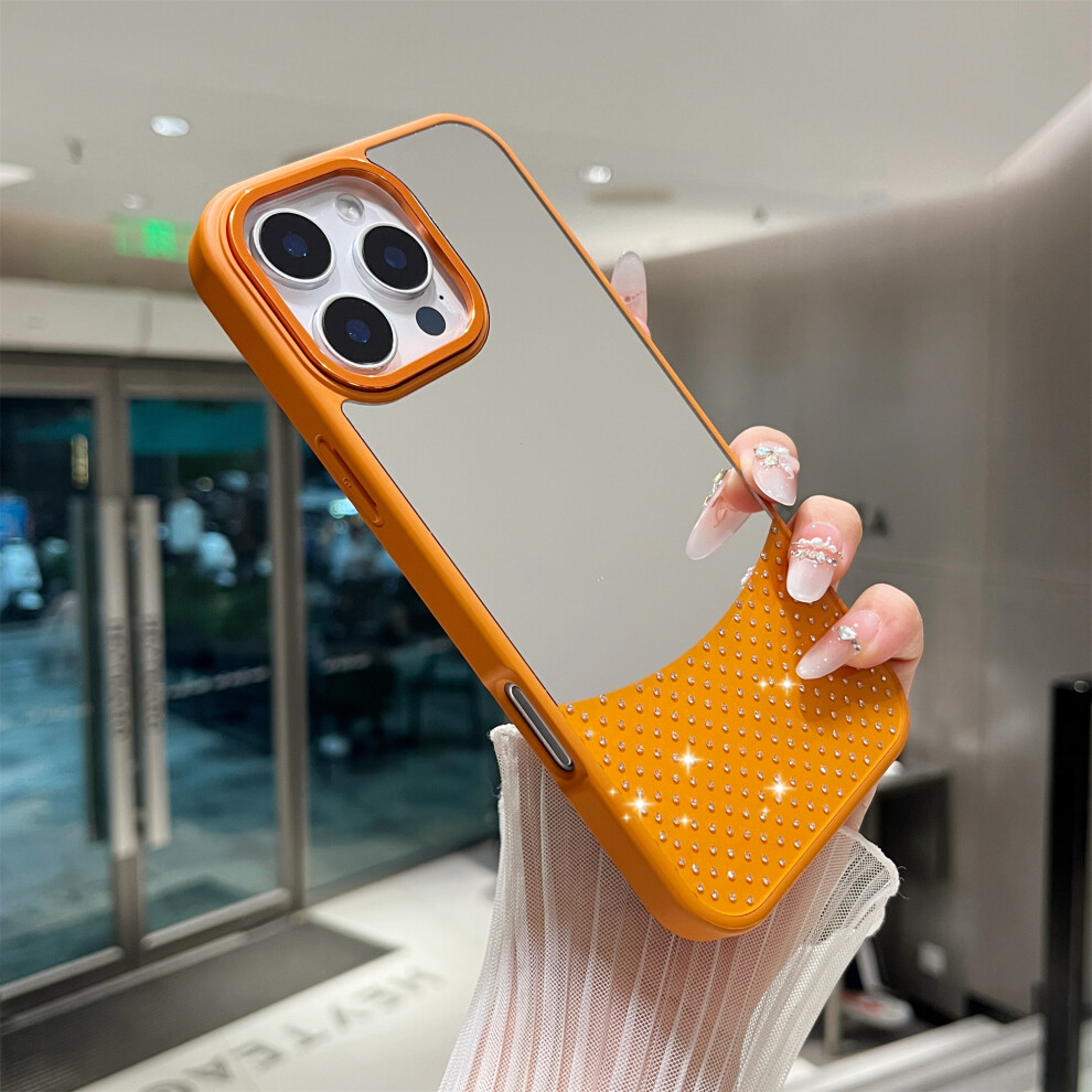 (Iphone 16 Pro Max, ) For Iphone 16 Pro Max Case Mirror Surface Tpu+Pc Shockproof Phone With Metal Lens Frame Orange 6914282659563