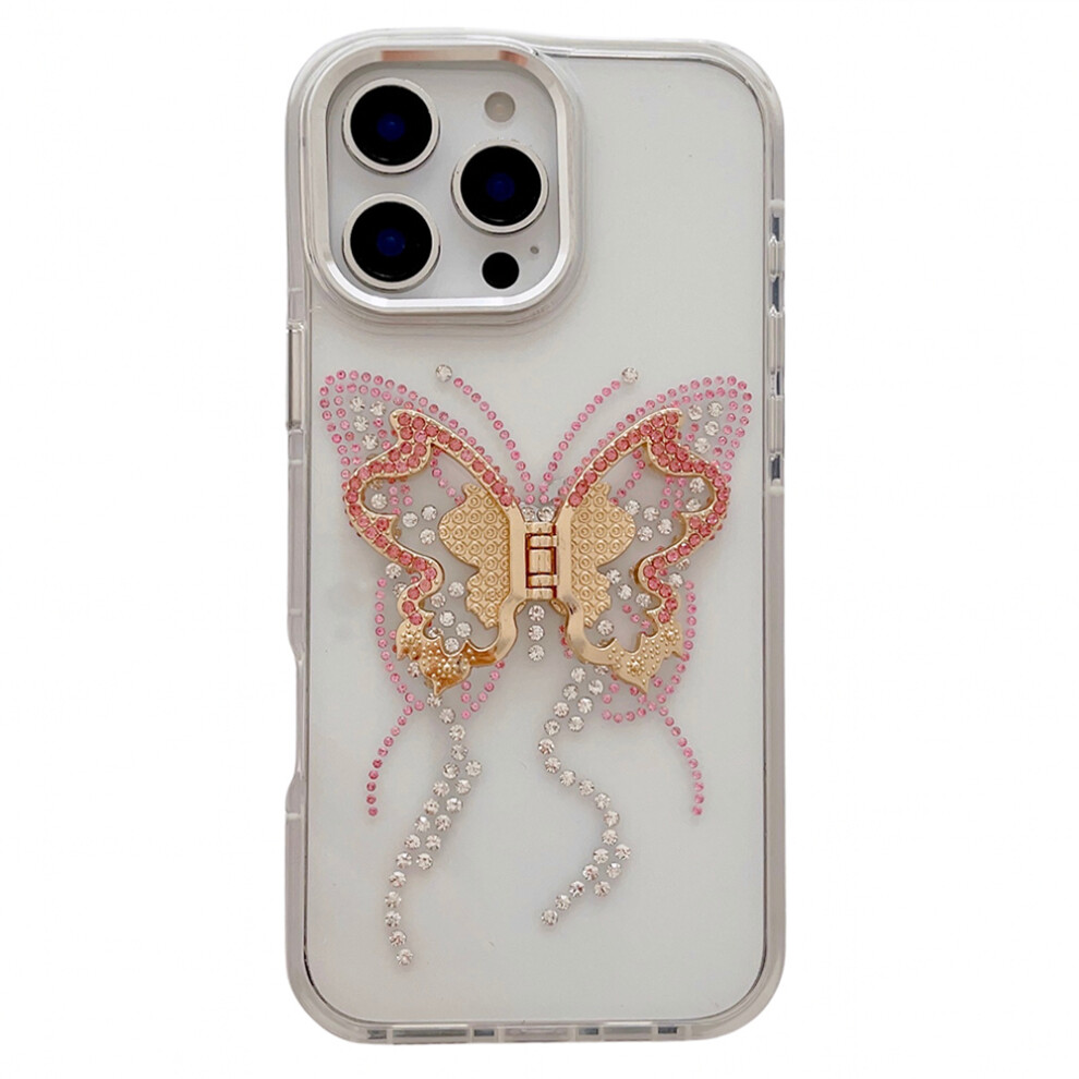 (Iphone 16 Pro Max, ) For Iphone 16 Pro Max Case With Butterfly Kickstand Tpu+Pc Shockproof Phone Cover White 6914289400847