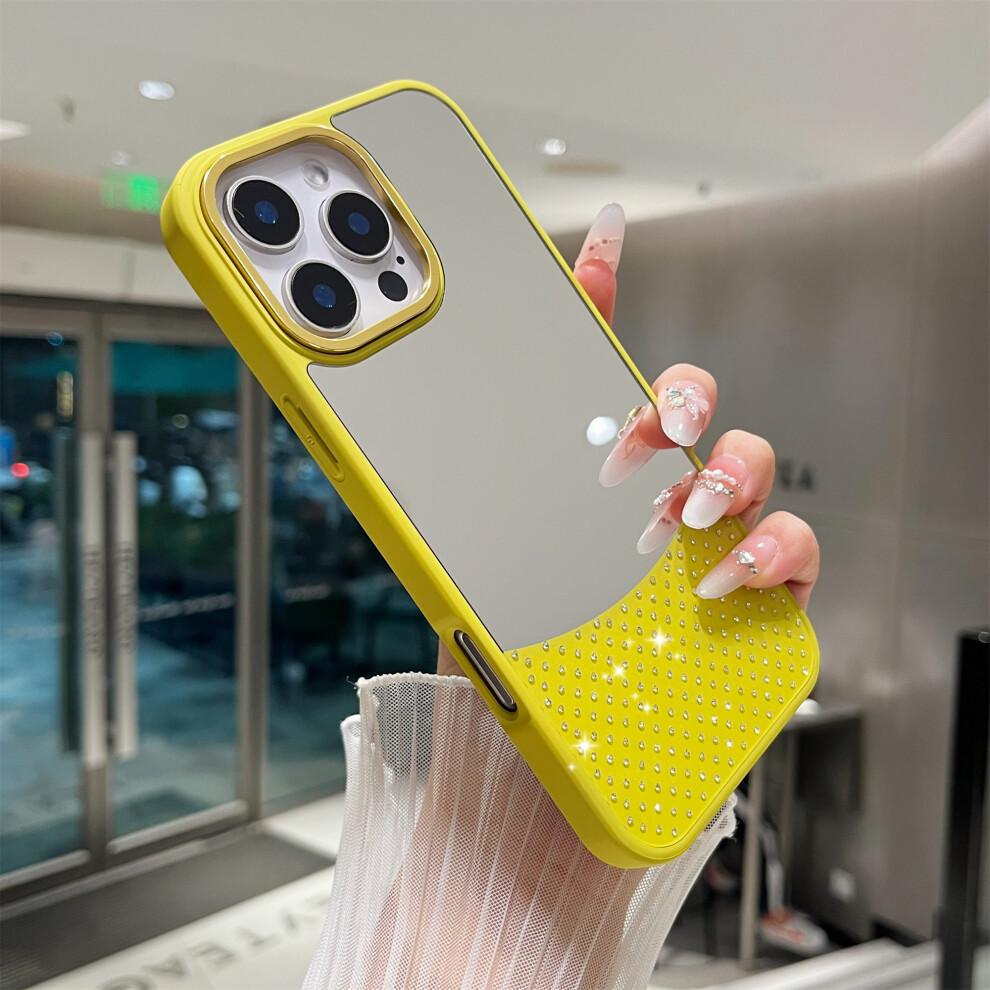 (Iphone 16 Pro, Yellowgreen) For Iphone 16 Pro Case Mirror Surface Tpu+Pc Shockproof Phone With Metal Lens Frame 6914286870827