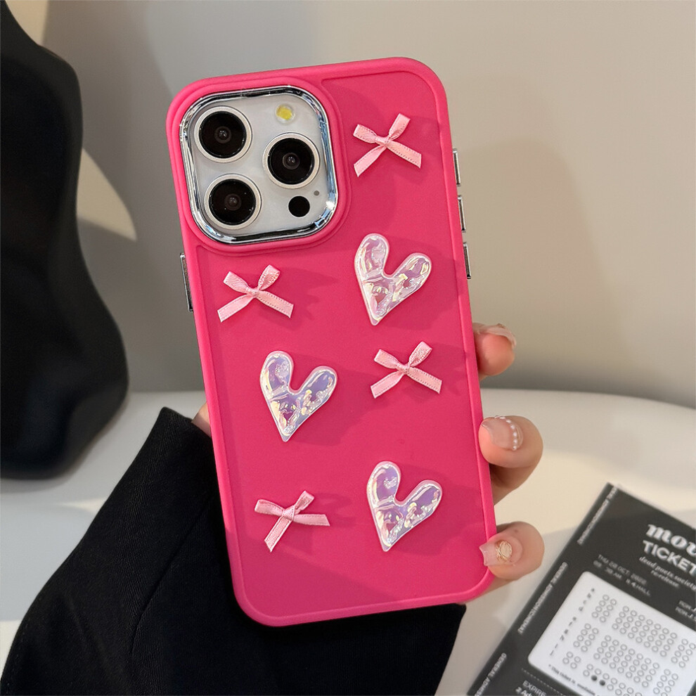 (Iphone 15 Pro Max, Rose) For Iphone 15 Pro Max Tpu Case Heart Butterfly Bow Design Shockproof Phone Back Cover 6914281780282