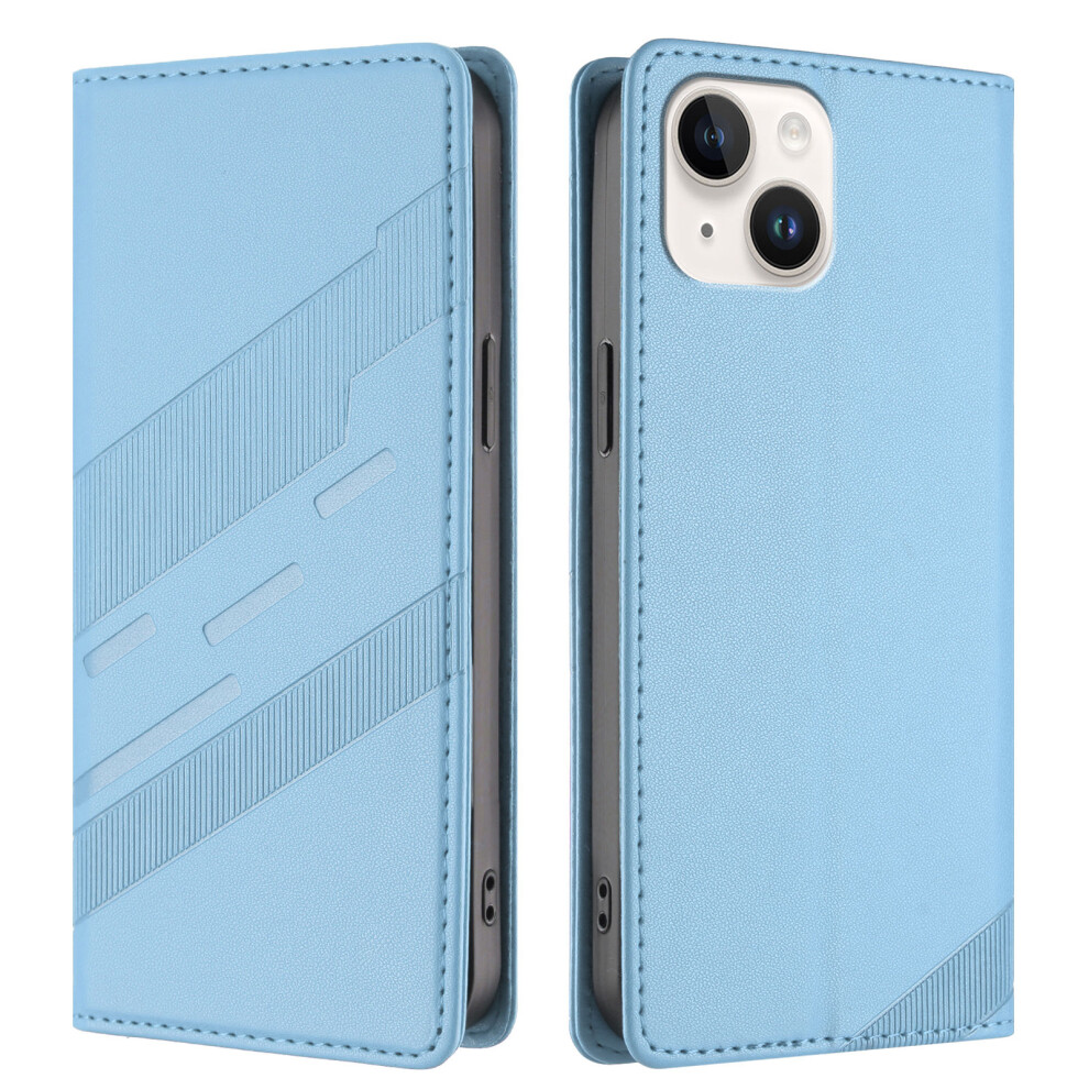 (Iphone 15, Baby ) For Iphone 15 Phone Cases Punk Style Imprinted Wallet Stand Leather Cover Blue 6914287776944