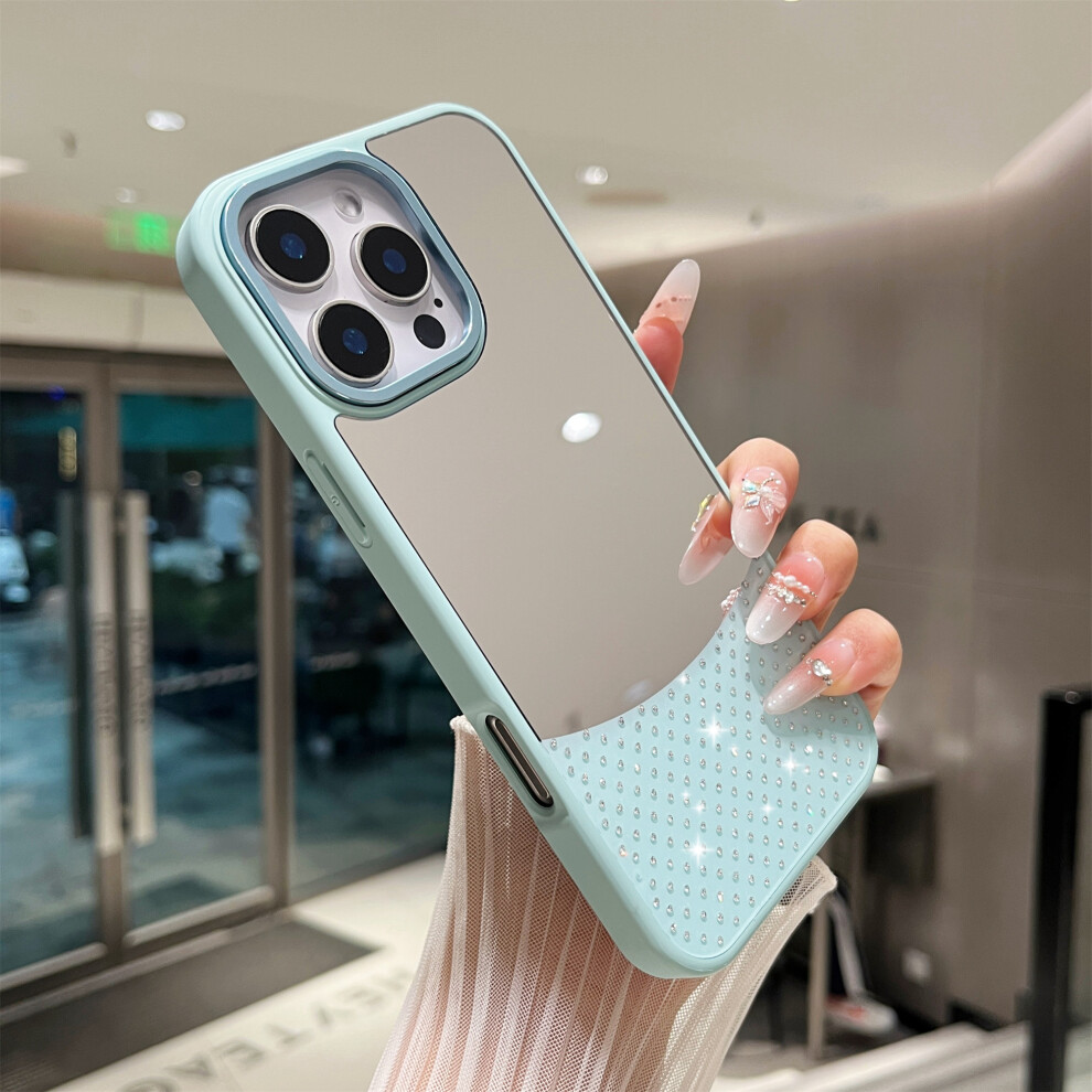 (Iphone 16 Pro, Baby ) For Iphone 16 Pro Case Mirror Surface Tpu+Pc Shockproof Phone With Metal Lens Frame Blue 6914281719015