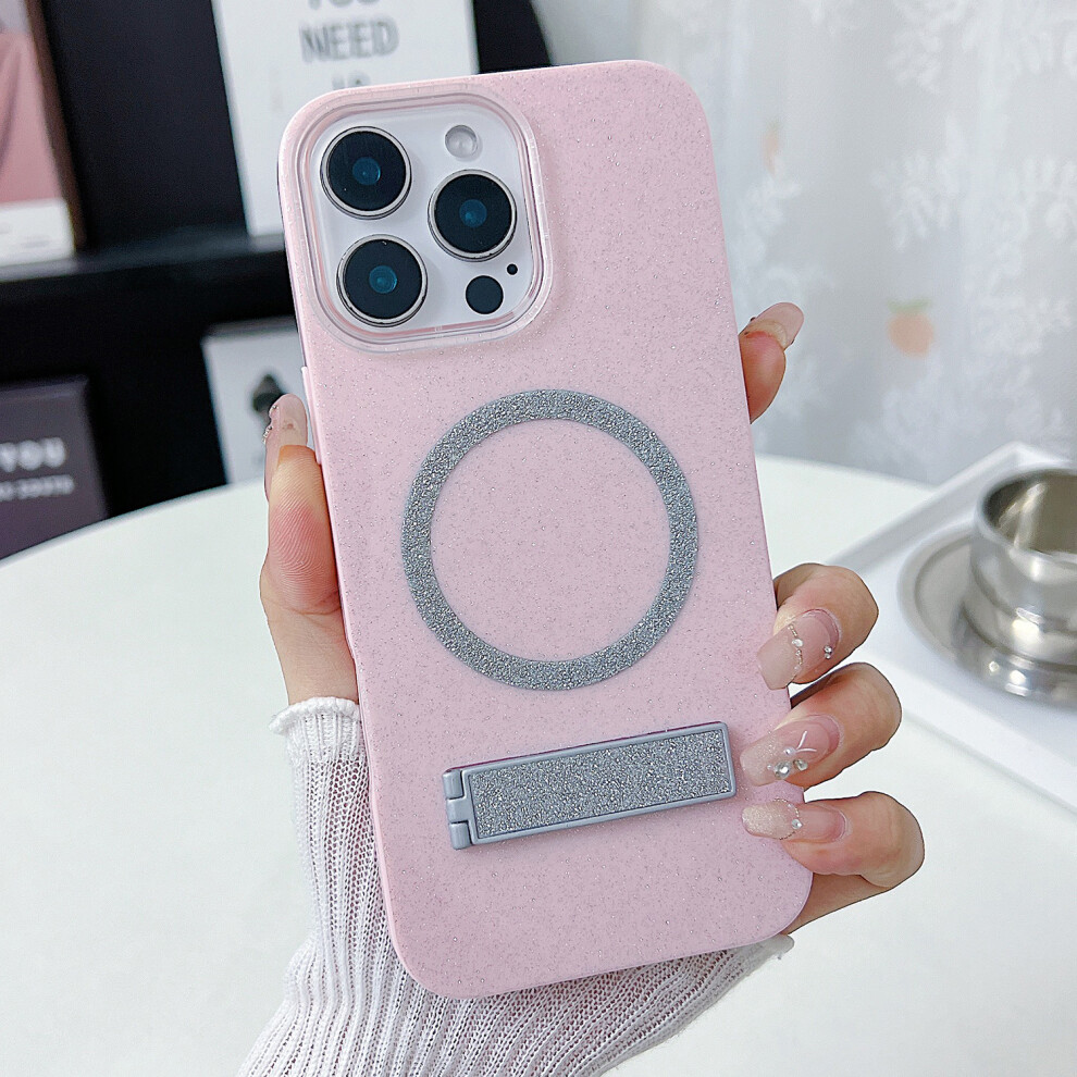 (Iphone 16 Pro, ) For Iphone 16 Pro Magnetic Case With Kickstand Glitter Tpu+Acrylic Phone Back Cover Pink 6914284598457