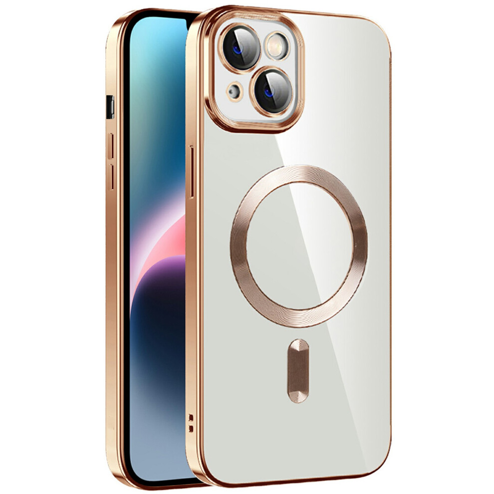 (Iphone 15, ) For Iphone 15 Case Compatible With Magsafe Tpu+Pc Clear Back Cover Gold 6914286960429