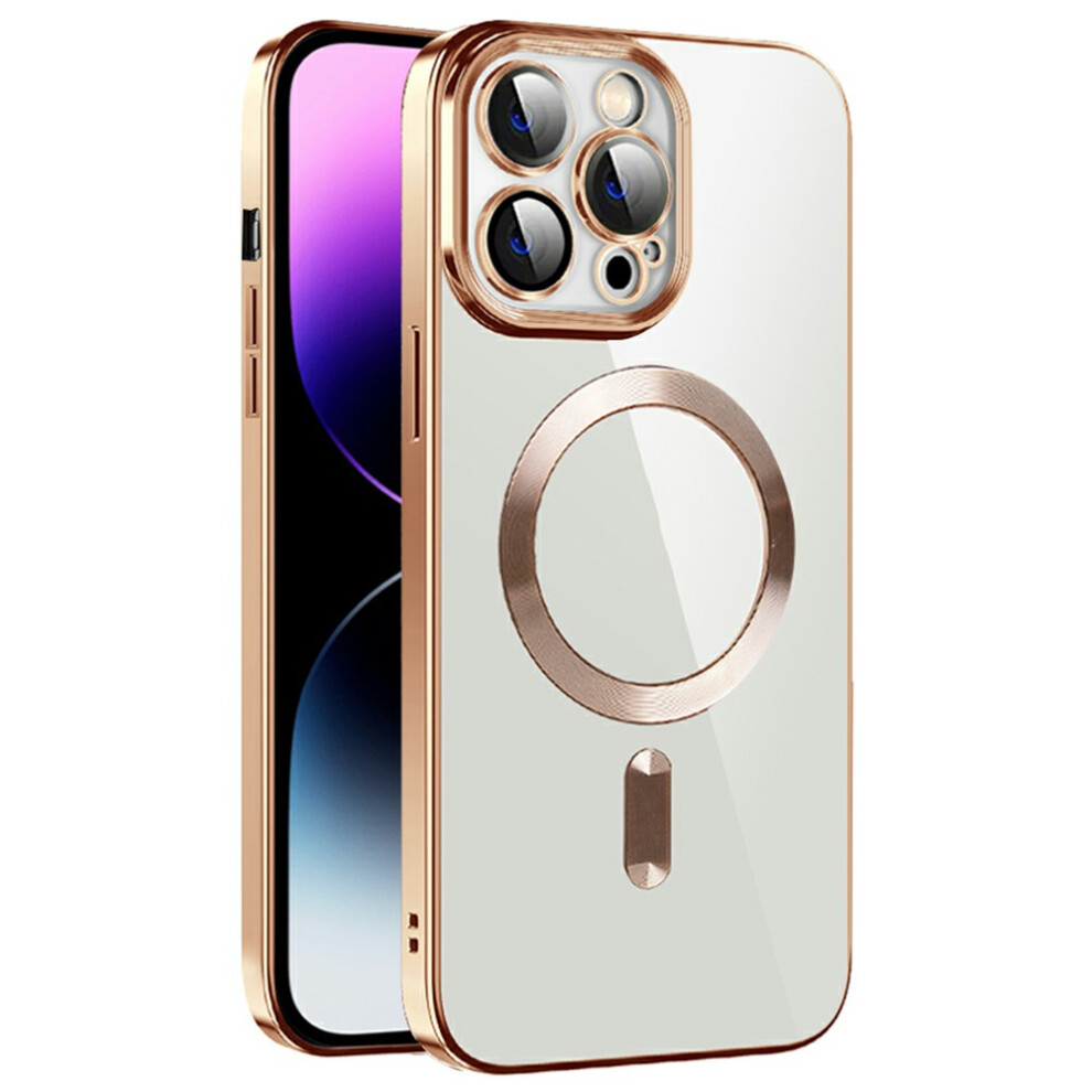 (Iphone 15 Pro, ) For Iphone 15 Pro Case Compatible With Magsafe Tpu+Pc Clear Back Cover Gold 6914286092175