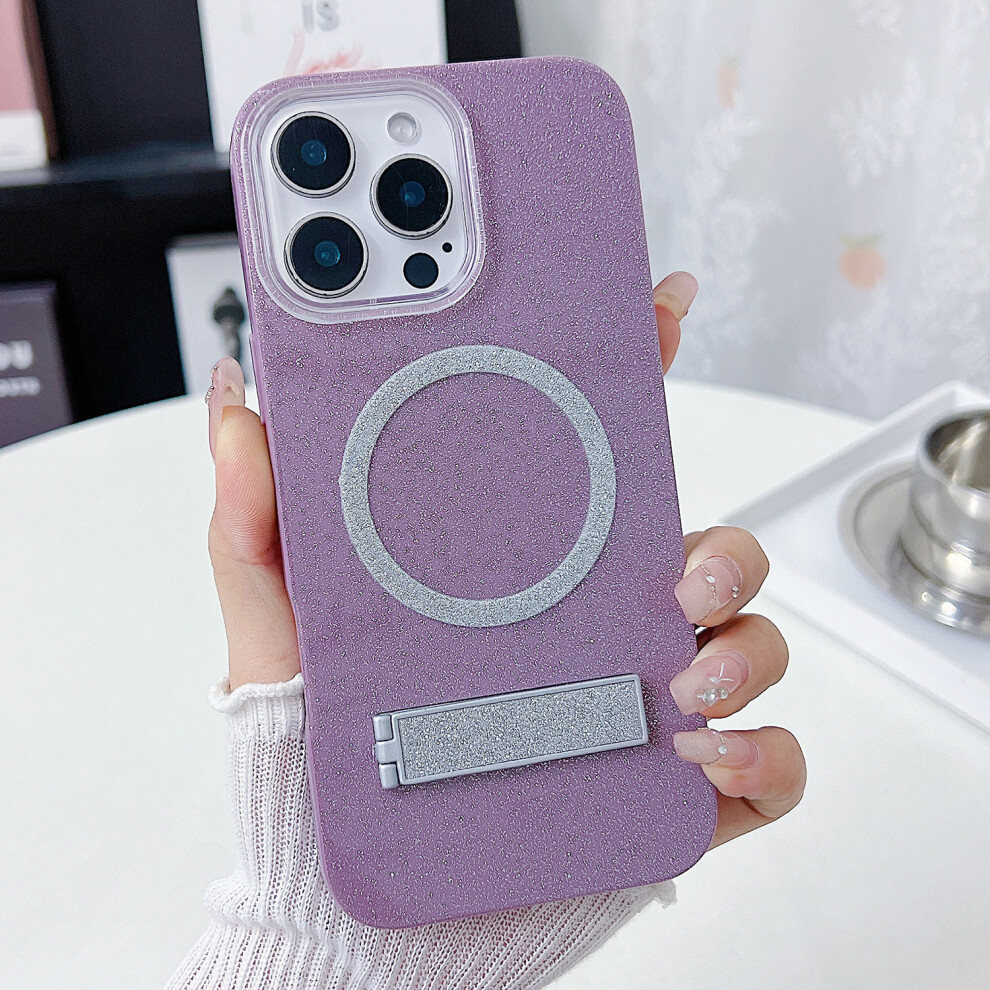 (Iphone 16 Pro Max, ) For Iphone 16 Pro Max Magnetic Case With Kickstand Glitter Tpu+Acrylic Phone Back Cover Purple 6914280138350
