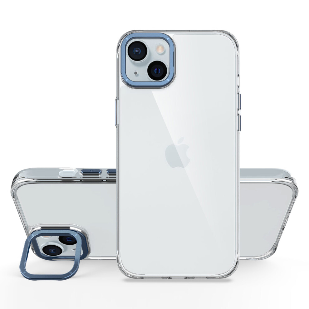 (Iphone 14, ) For Iphone 14 Case Shockproof Tpu+Pc Phone Back Cover With Metal Lens Kickstand Blue 6914282581352