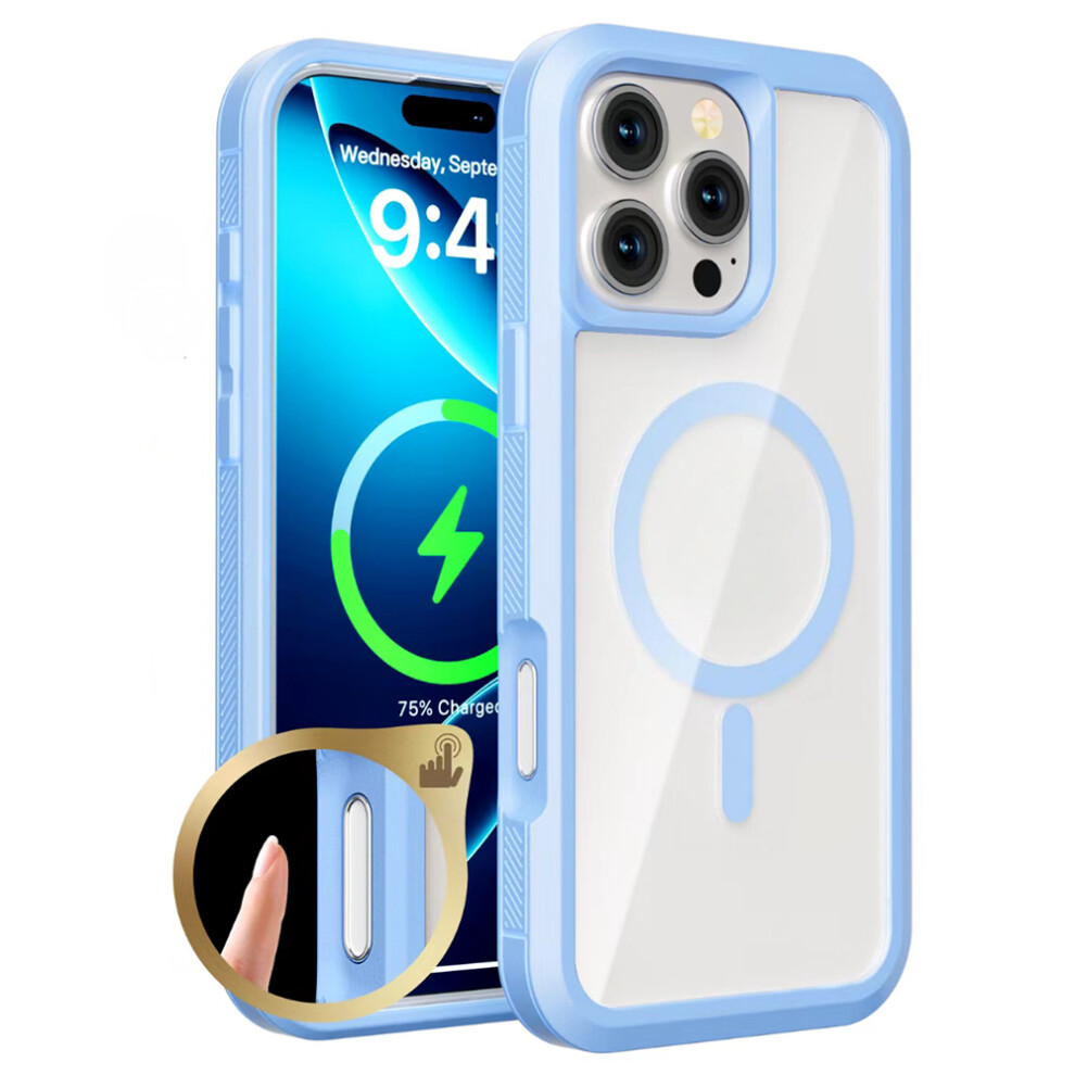 (Iphone 16 Pro Max, ) For Iphone 16 Pro Max Magnetic Case Translucent Detachable 2 In 1 Tpu+Pc Shockproof Phone Cover Blue 6914283224067