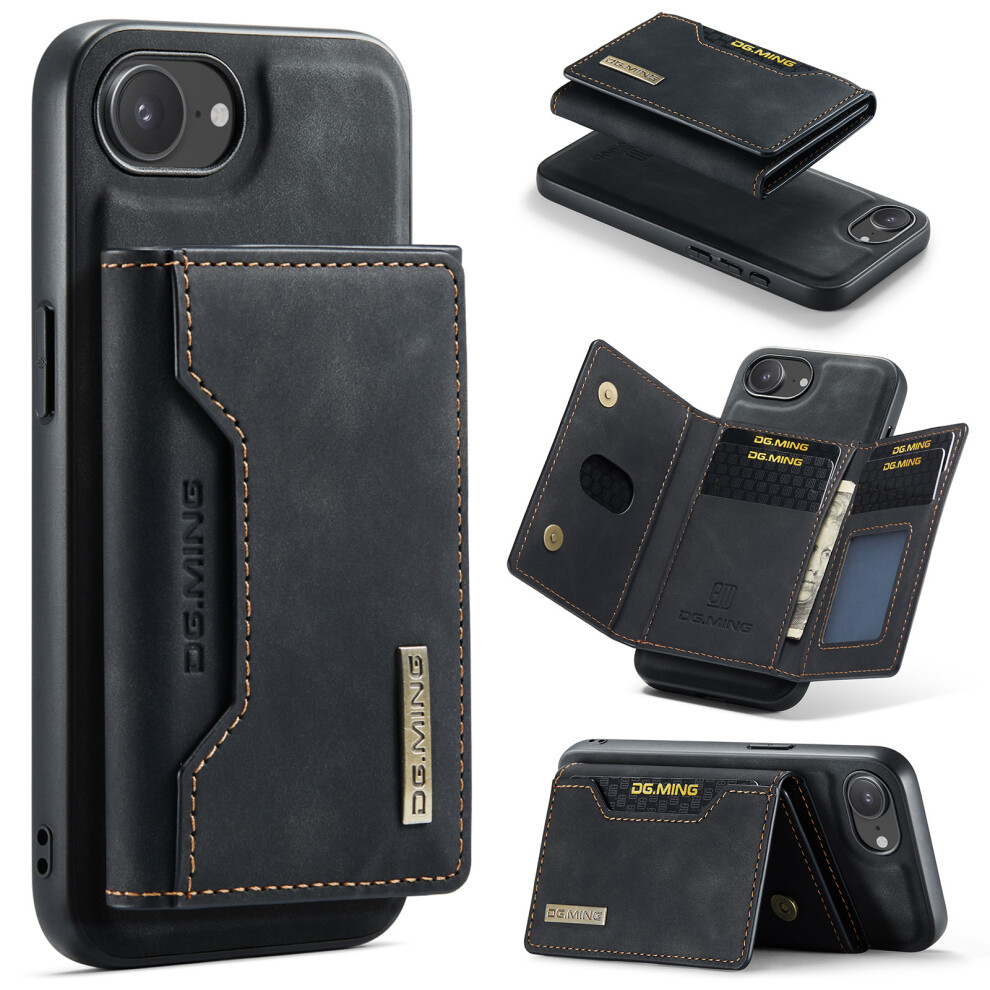 (Iphone 16E, ) Dg.ming M2 Series For Iphone 16E Case Pu+Pc+Tpu Phone Cover Detachable Wallet Black 6914286364388