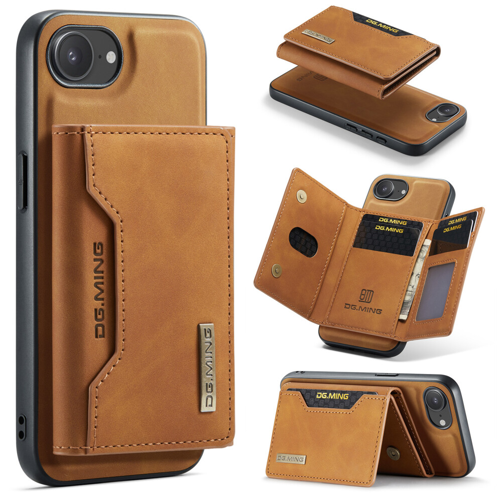 (Iphone 16E, ) Dg.ming M2 Series For Iphone 16E Case Pu+Pc+Tpu Phone Cover Detachable Wallet Brown 6914288822091