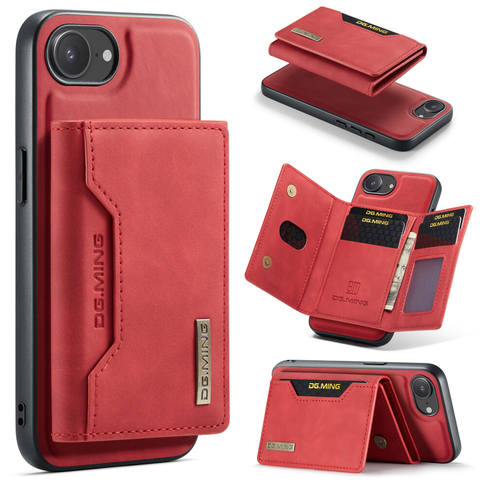(Iphone 16E, ) Dg.ming M2 Series For Iphone 16E Case Pu+Pc+Tpu Phone Cover Detachable Wallet Red 6914284412548