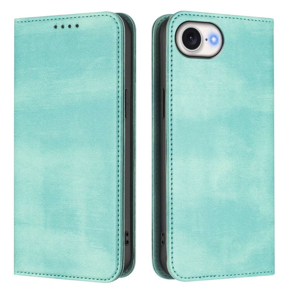 (Iphone 16E, Mint ) For Iphone 16E Wallet Cases Retro Texture Rfid Blocking Leather Phone Cover Green 6914286447401