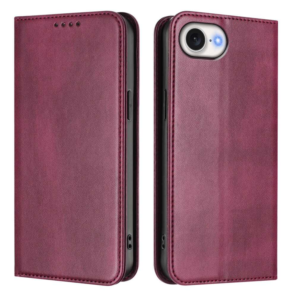 (Iphone 16E, Wine ) For Iphone 16E Wallet Cases Retro Texture Rfid Blocking Leather Phone Cover Red 6914284522001