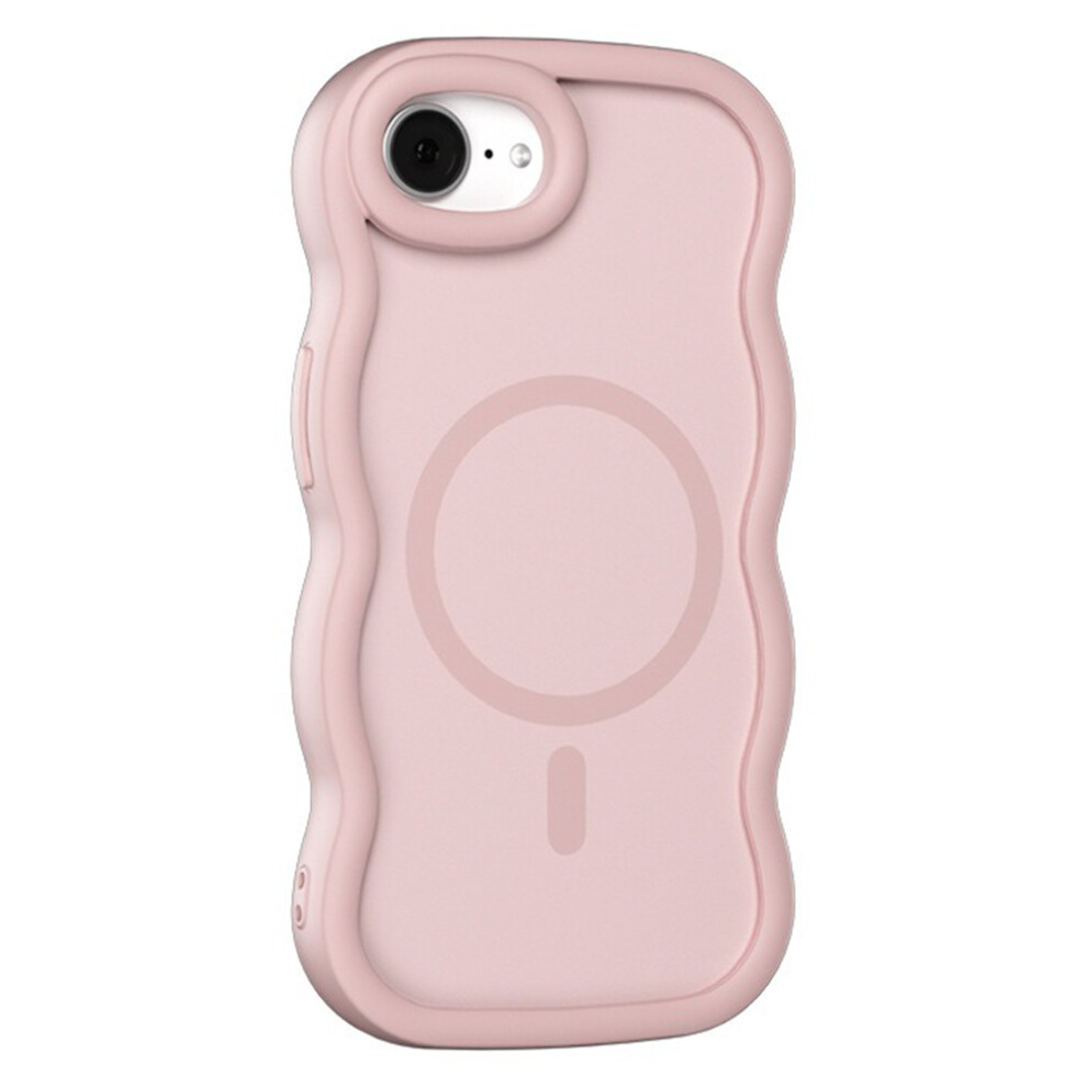 (Iphone 16E, ) For Iphone 16E Case Compatible With Magsafe Tpu+Pc Phone Back Cover Skin Touch Wave Shape Pink 6914281027073