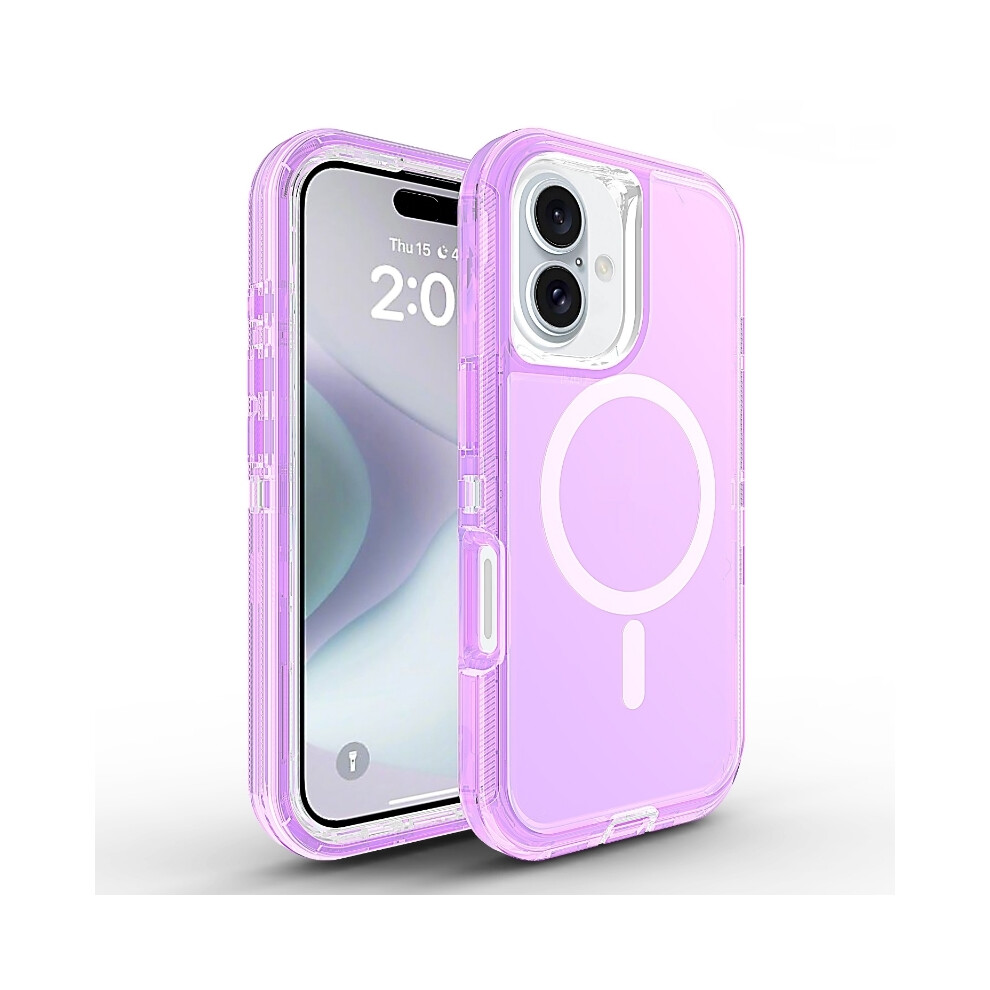 (Iphone 16, Transparent ) For Iphone 16 Case Compatible With Magsafe Shockproof Tpu+Pc Phone Back Cover Purple 6914286657107