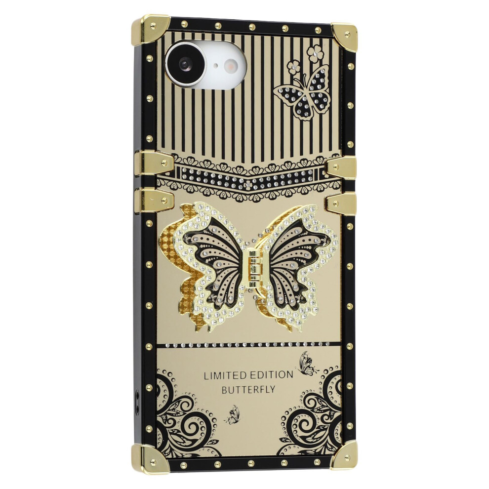 (Iphone 16E, ) For Iphone 16E Case Electroplated Tpu+Pc Phone Cover With Butterfly Kickstand Black 6914284395612