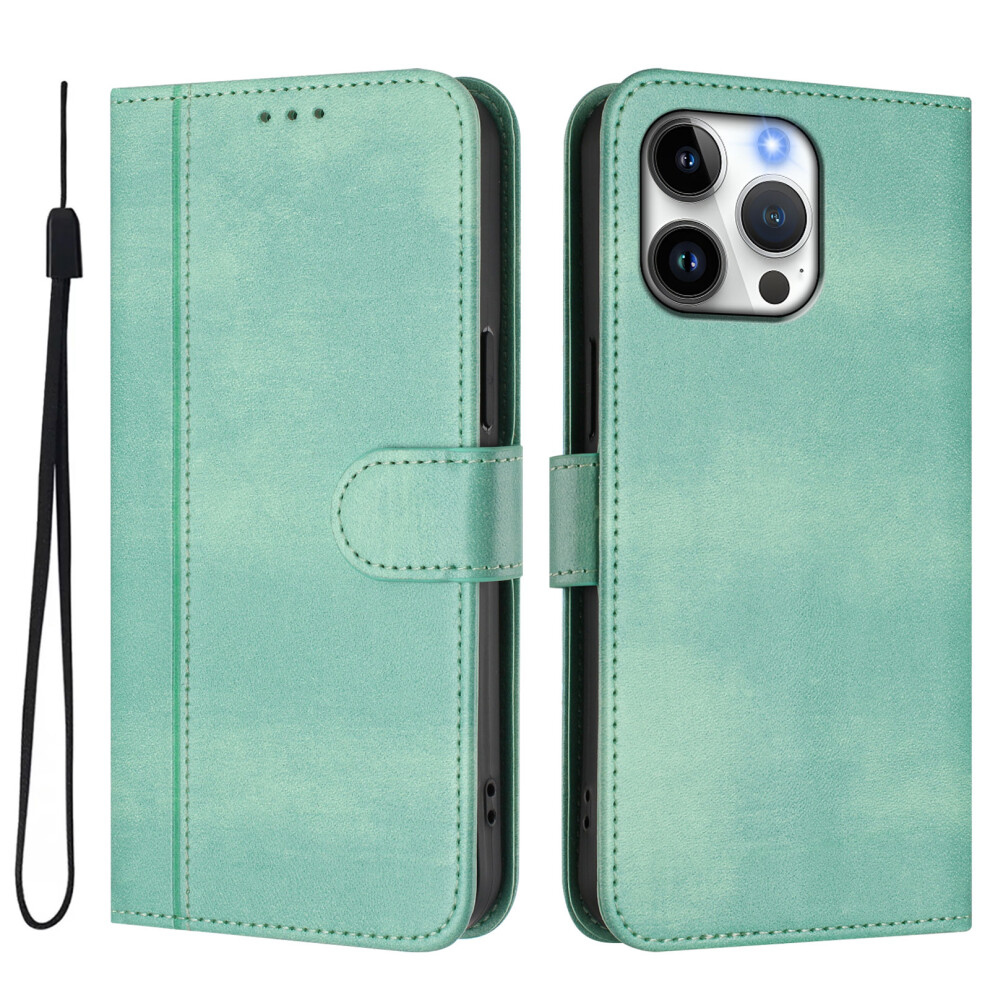 (Iphone 16 Pro Max, Mint ) For Iphone 16 Pro Max Cases Wallet Stand Retro Texture Leather Phone Cover With Lanyard Green 6914289254327