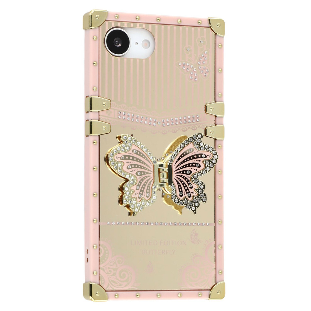 (Iphone 16E, ) For Iphone 16E Case Electroplated Tpu+Pc Phone Cover With Butterfly Kickstand Pink 6914280758282