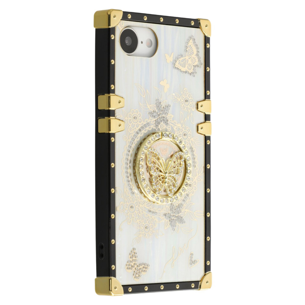 (Iphone 16E, ) For Iphone 16E Cases Rhinestone Decor Butterfly Pattern Tpu+Pc Phone Cover White 6914289184983