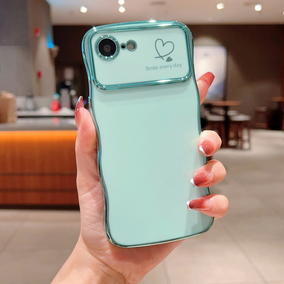 (Iphone 16E, ) For Iphone 16E Case Love Hearts Tpu Phone Cover Curly Wave Frame Large Window Green 6914283646937