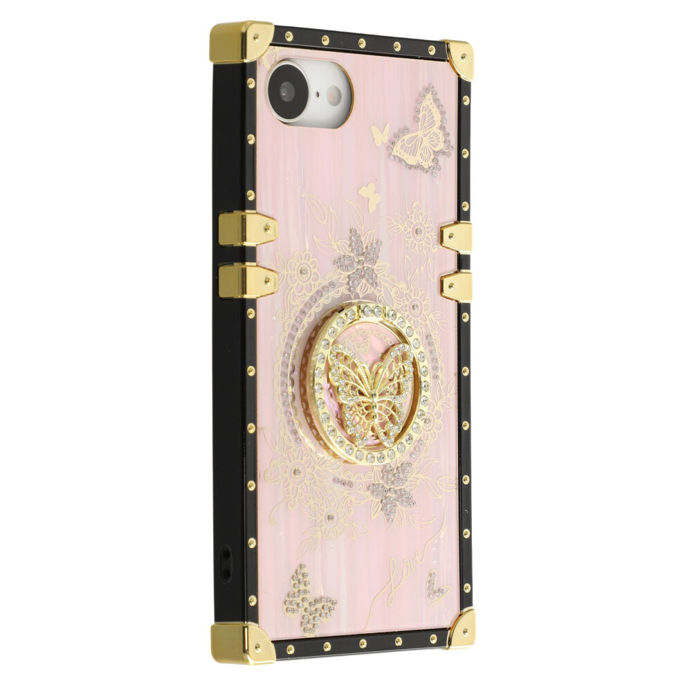 (Iphone 16E, ) For Iphone 16E Cases Rhinestone Decor Butterfly Pattern Tpu+Pc Phone Cover Pink 6914281369708