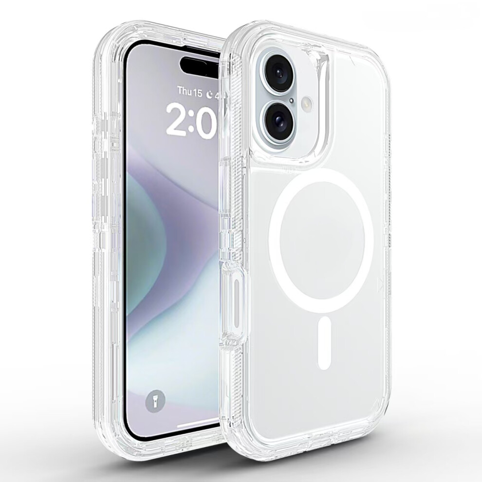 (Iphone 16, Transparent) For Iphone 16 Case Compatible With Magsafe Shockproof Tpu+Pc Phone Back Cover 6914287684164