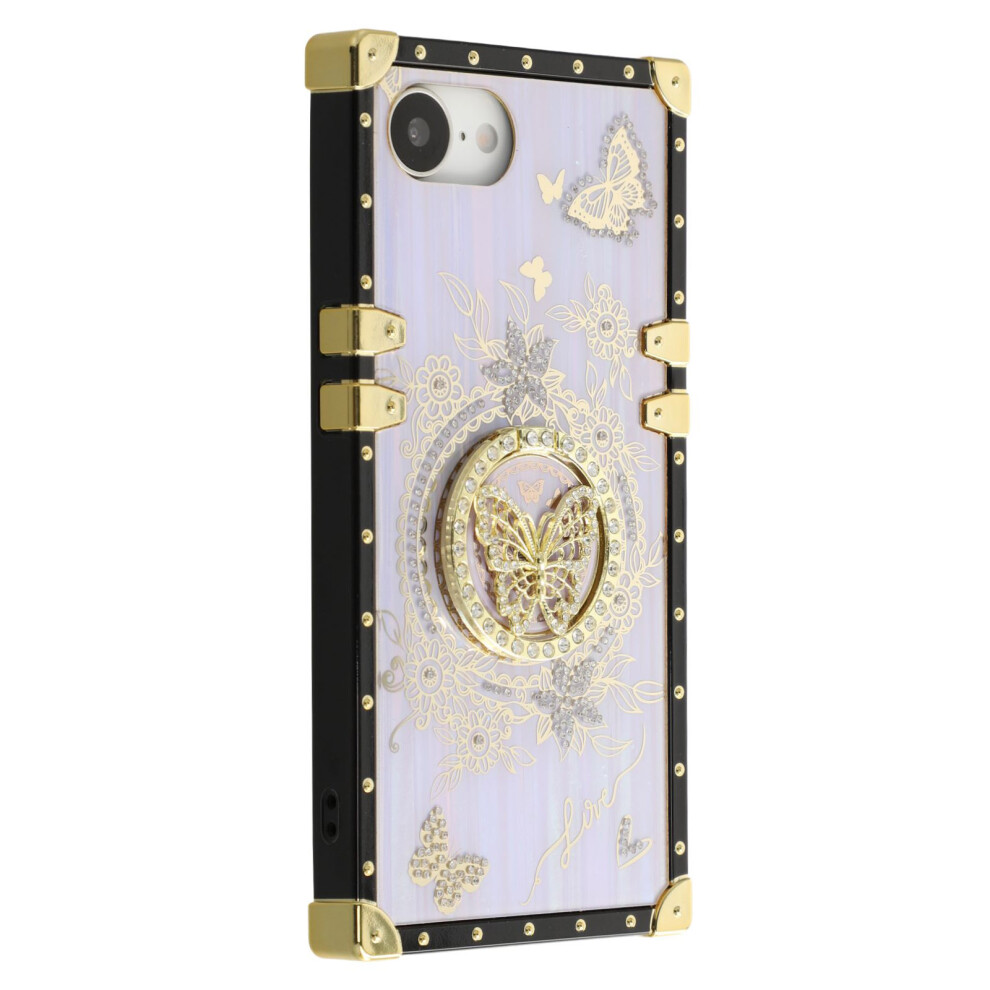 (Iphone 16E, ) For Iphone 16E Cases Rhinestone Decor Butterfly Pattern Tpu+Pc Phone Cover Purple 6914282104988