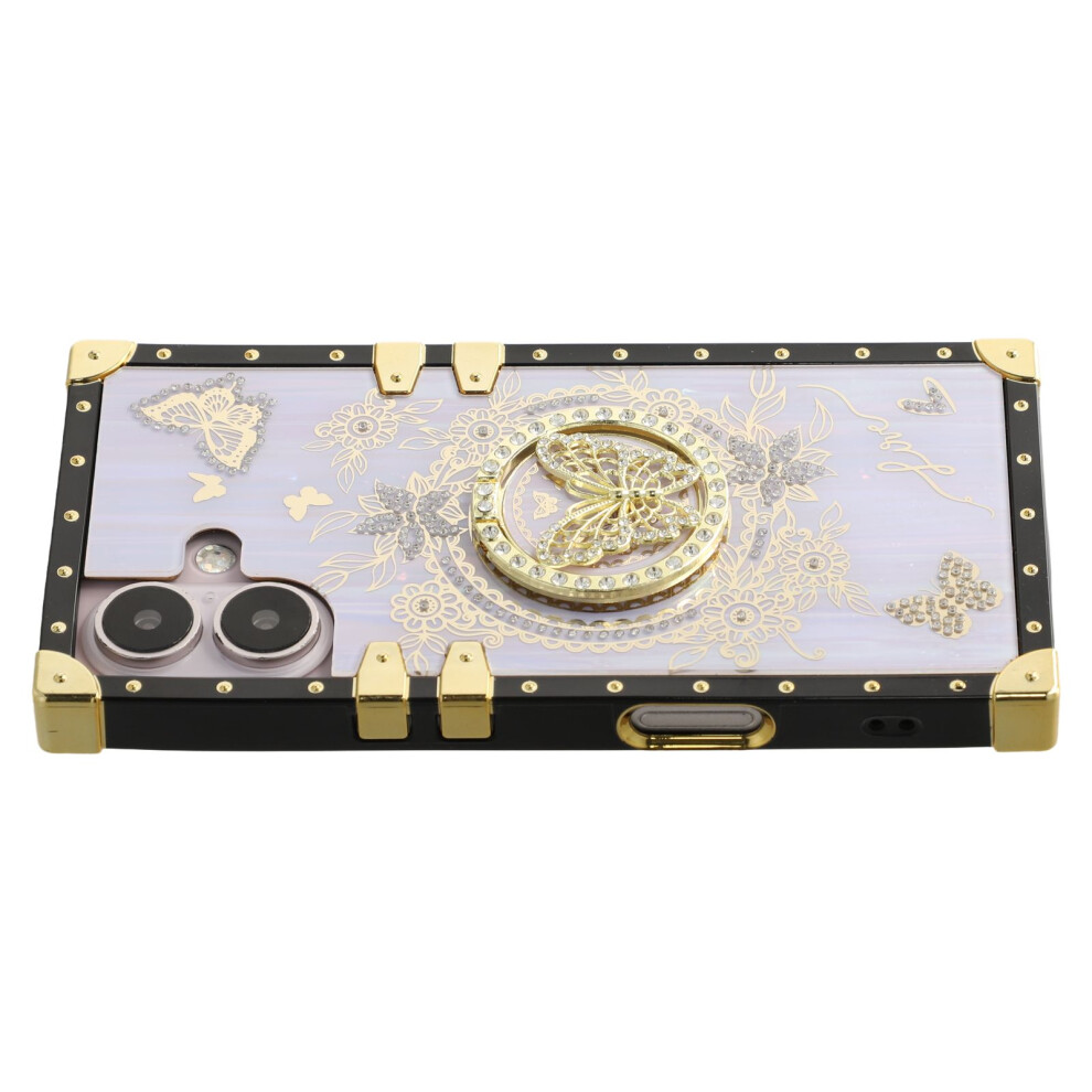 (Iphone 16 Plus, ) For Iphone 16 Plus Cases Rhinestone Decor Butterfly Pattern Tpu+Pc Phone Cover Purple 6914284198237
