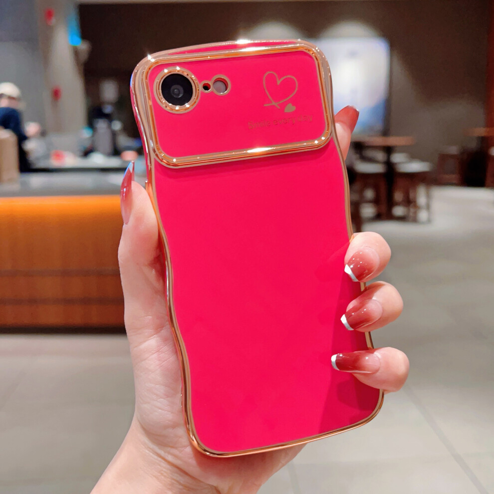 (Iphone 16E, Rose) For Iphone 16E Case Love Hearts Tpu Phone Cover Curly Wave Frame Large Window 6914289266306