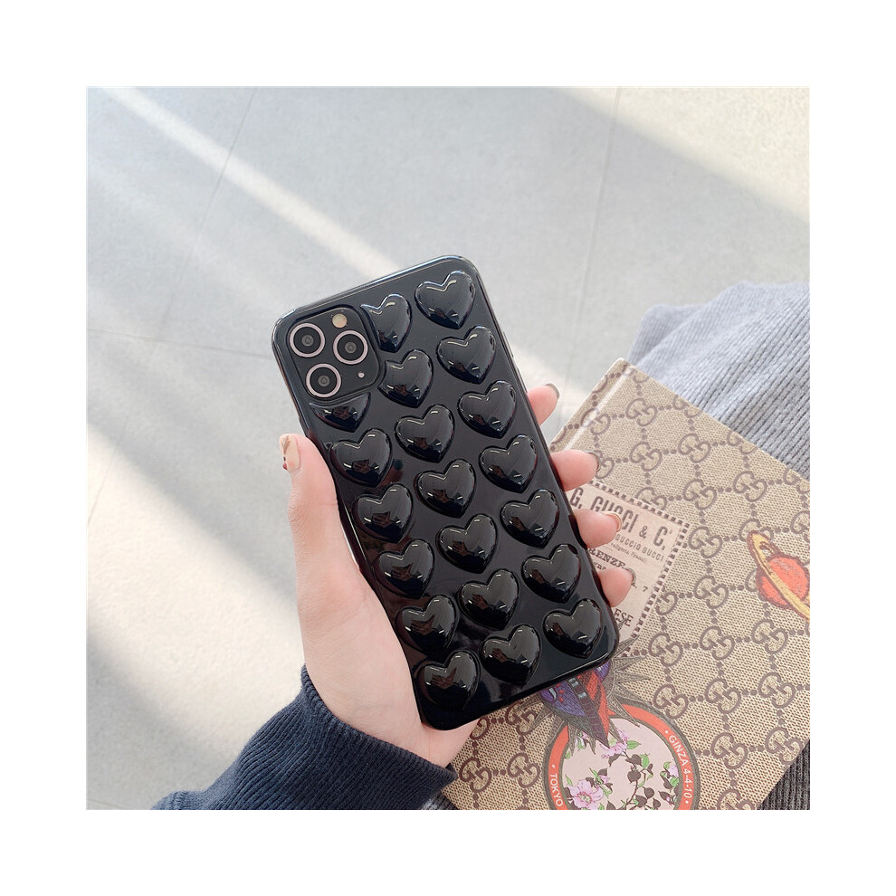 (Iphone 15 Pro, ) For Iphone 15 Pro Case 3D Heart Pattern Hard Pc Shockproof Phone Cover Black 6914284838515