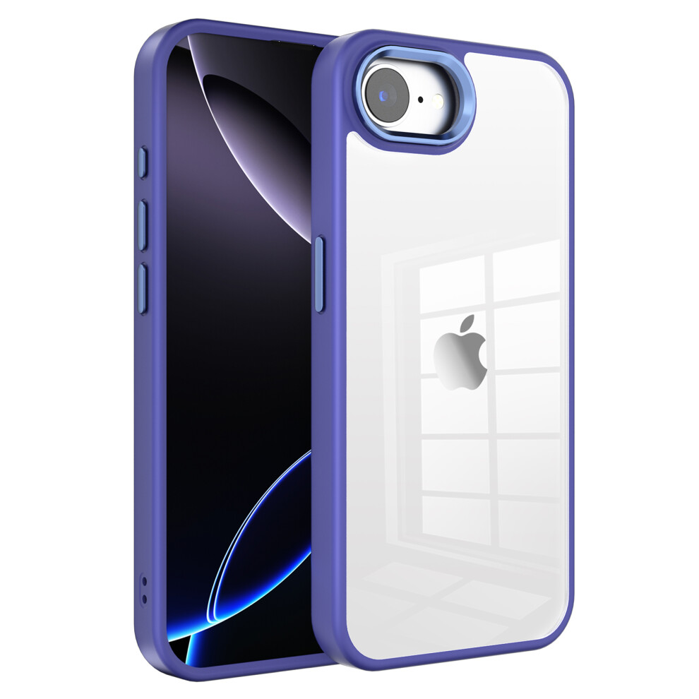 (Iphone 16E, Dark ) For Iphone 16E Case Tpu+Pc Clear Phone Back Cover With Metal Button Purple 6914281925331