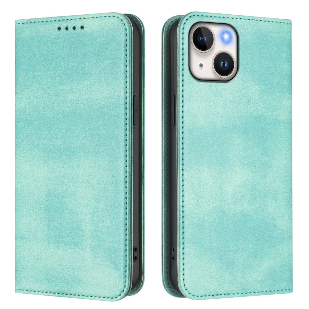 (Iphone 15, Mint ) For Iphone 15 Wallet Cases Retro Texture Rfid Blocking Leather Phone Cover Green 6914285950469