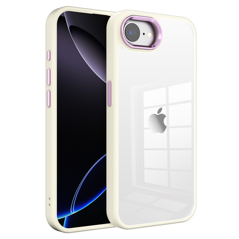 (Iphone 16E, ) For Iphone 16E Case Tpu+Pc Clear Phone Back Cover With Metal Button White 6914288021630