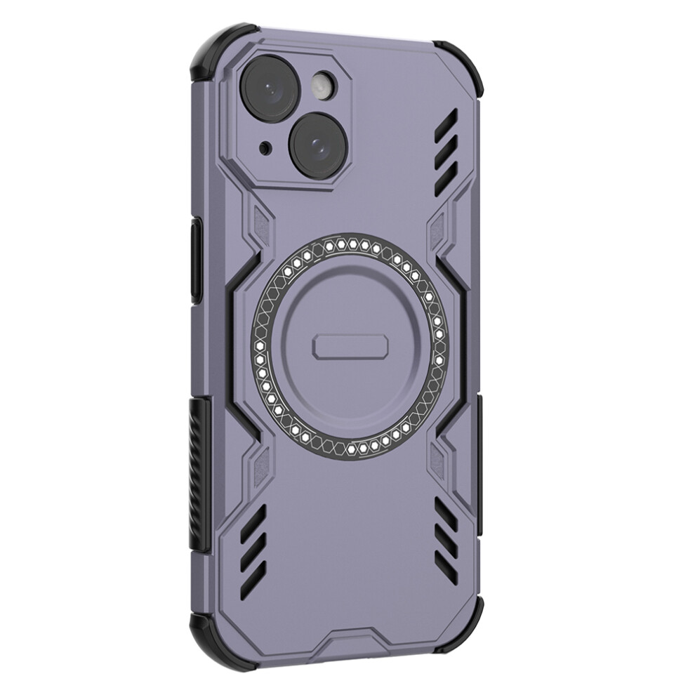 (Iphone 15, ) For Iphone 15 Magnetic Case Butterfly Armor Hollow Heat Dissipation Pc+Tpu Phone Cover Purple 6914282863427
