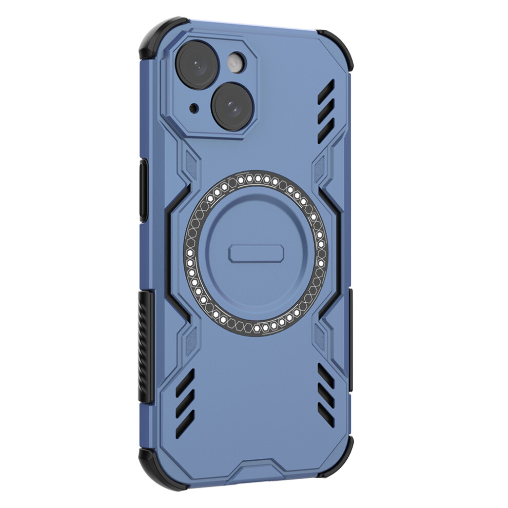 (Iphone 15, ) For Iphone 15 Magnetic Case Butterfly Armor Hollow Heat Dissipation Pc+Tpu Phone Cover Blue 6914287745421